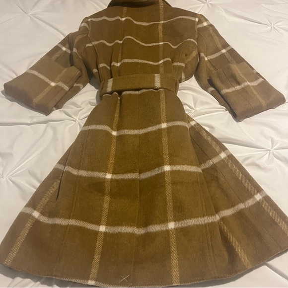 Ann Taylor Plaid Coat Tan Small - Picture 4 of 11